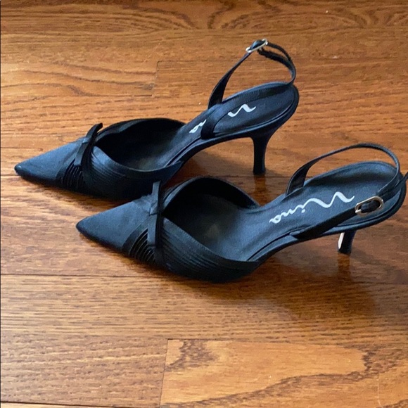 Nina Shoes - Nina-Black satin/leather sole evening shoe